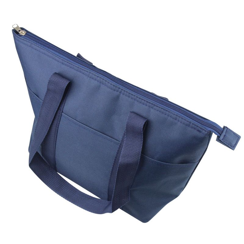 Zodaca Large Reusable Insulated Zip Lunch Bag Cooler Picnic Travel Food Box Women Tote Carry Storage Bags - Solid Navy