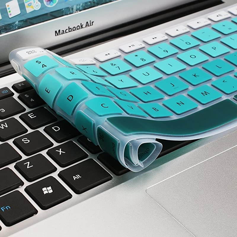 Silicone Keyboard Cover DustProof Washable Skin Gel Keyboard Protector for Old MacBook Pro 13 15 17 Air 13 2015 or Older Version iMac and Air 13iMac Wireless Keyboard Ombre Turquoise