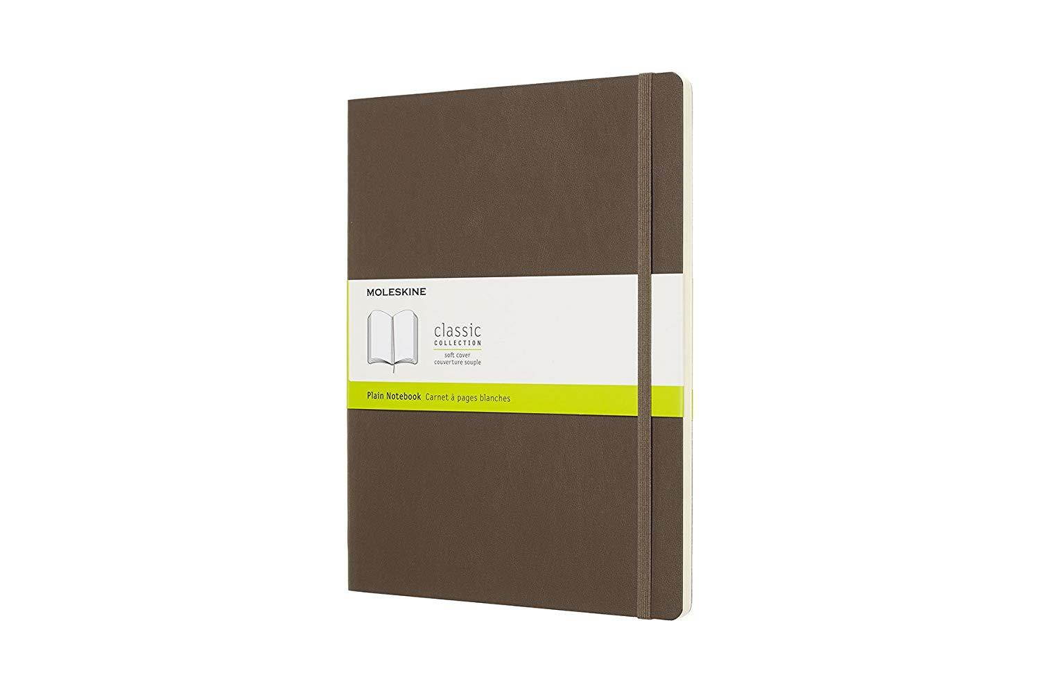 Moleskine Classic Notebook, Extra Large, Plain, Brown Earth, Soft Cover (7.5 x 9.75)