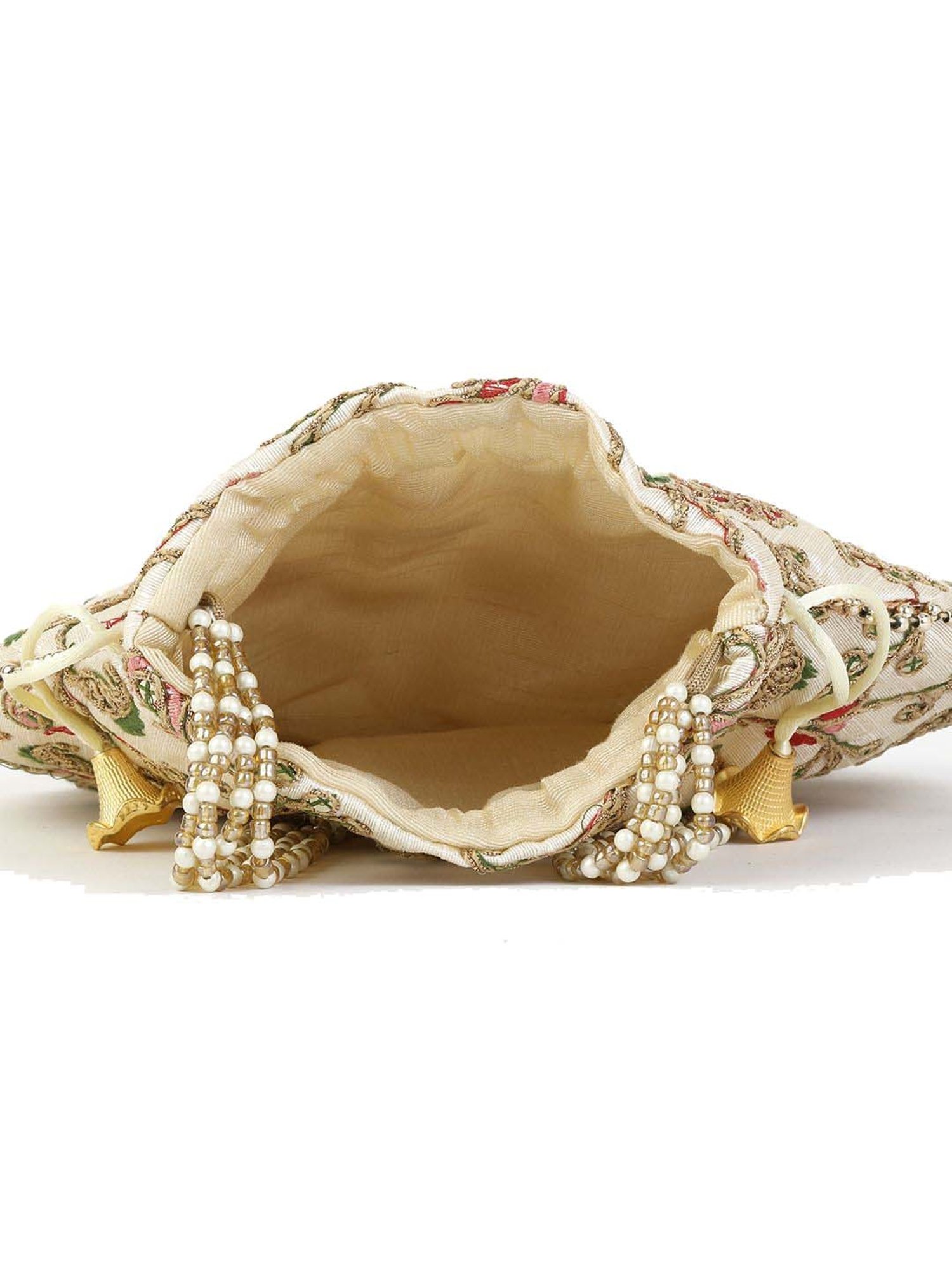 Gaurapakhi Beige Embroidered Potli