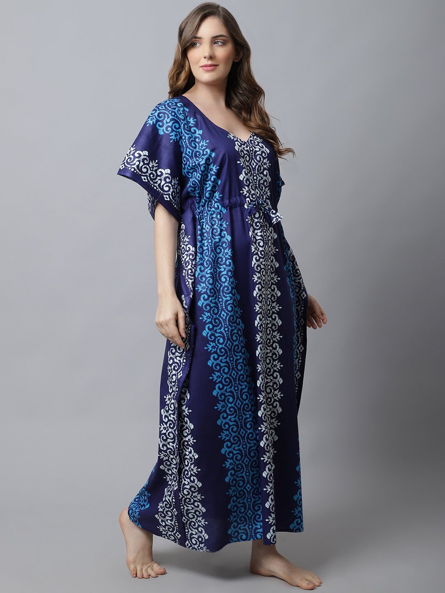 Secret Wish Blue Printed Kaftan Nighty
