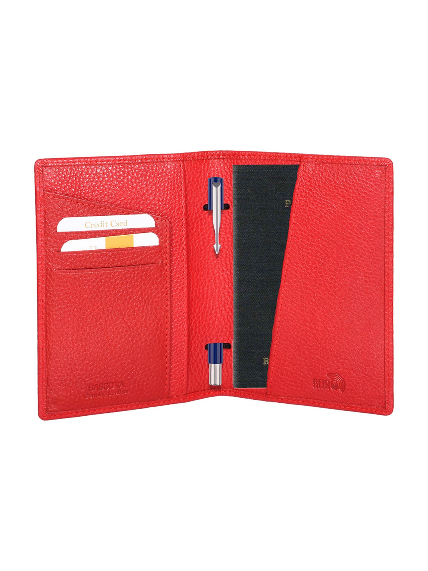 SASSORA Lyla Red Printed Leather Small Passport Holder