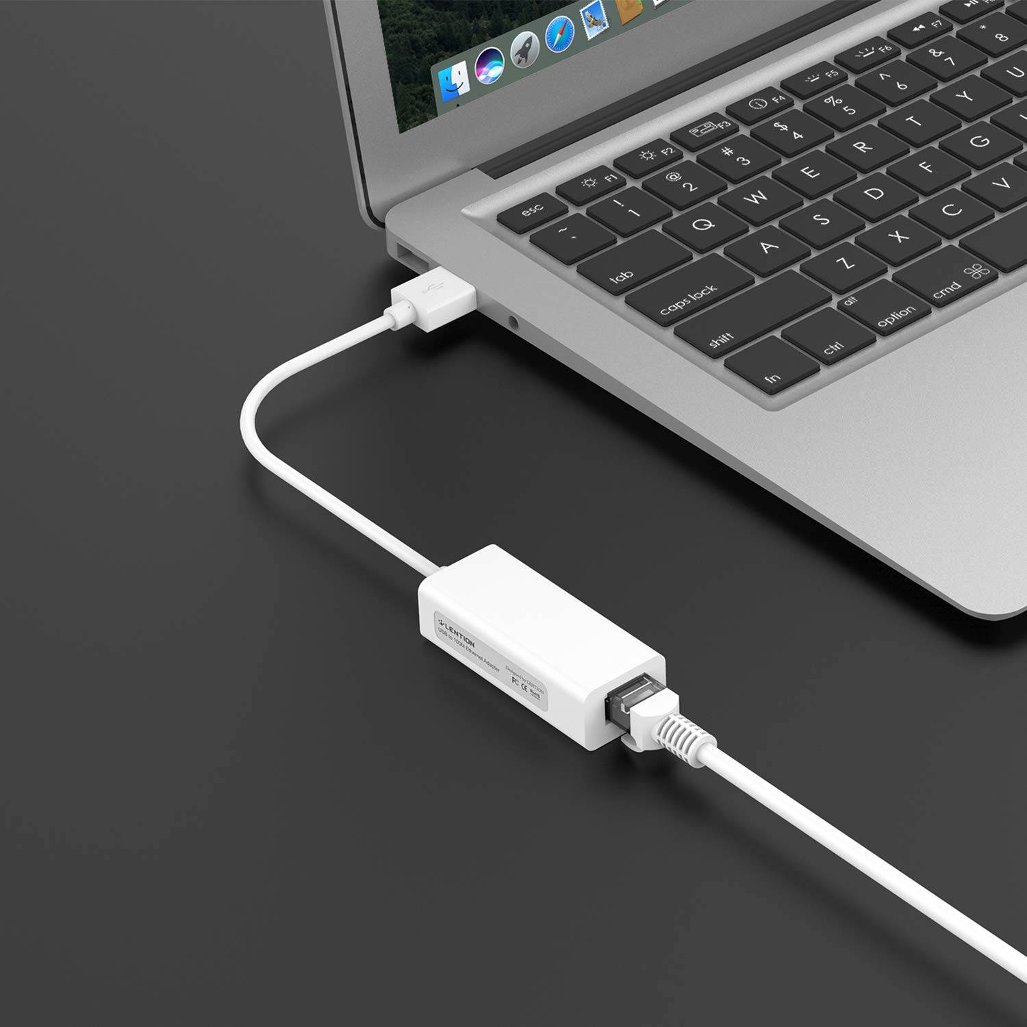 LENTION USB 2.0 to 10/100M Ethernet Adapter Laptop RJ45 LAN Network Extender Compatible MacBook Air/Pro (Previous Generation), Surface Laptop, Chromebook, More (White)