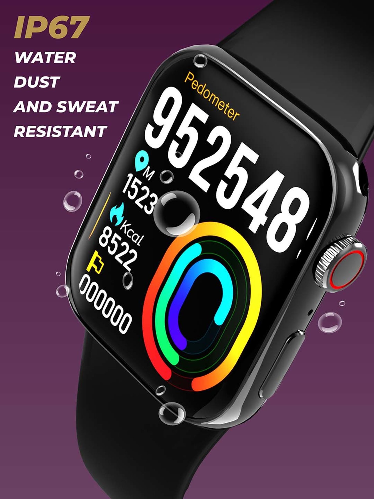 Hammer Pulse Ace Pro 1.81" Bluetooth Calling Smartwatch with HR BP SpO2 (Black)