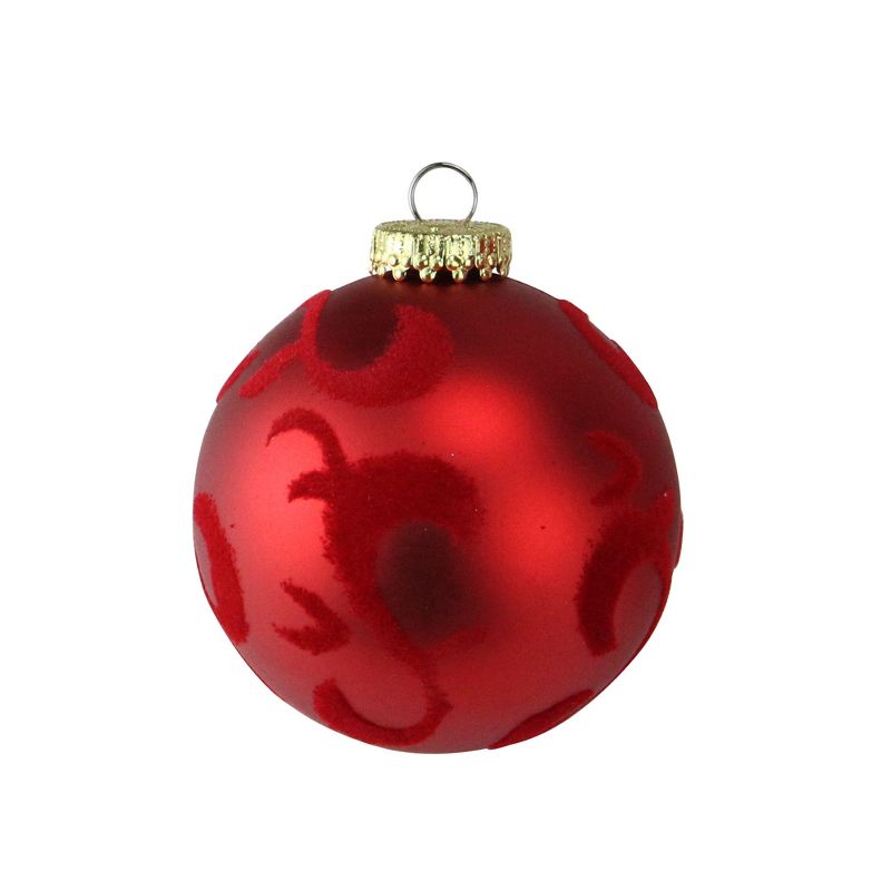 Barcana 4ct Swirl Embellish Shatterproof Christmas Ball Ornament Set 2.75" - Red