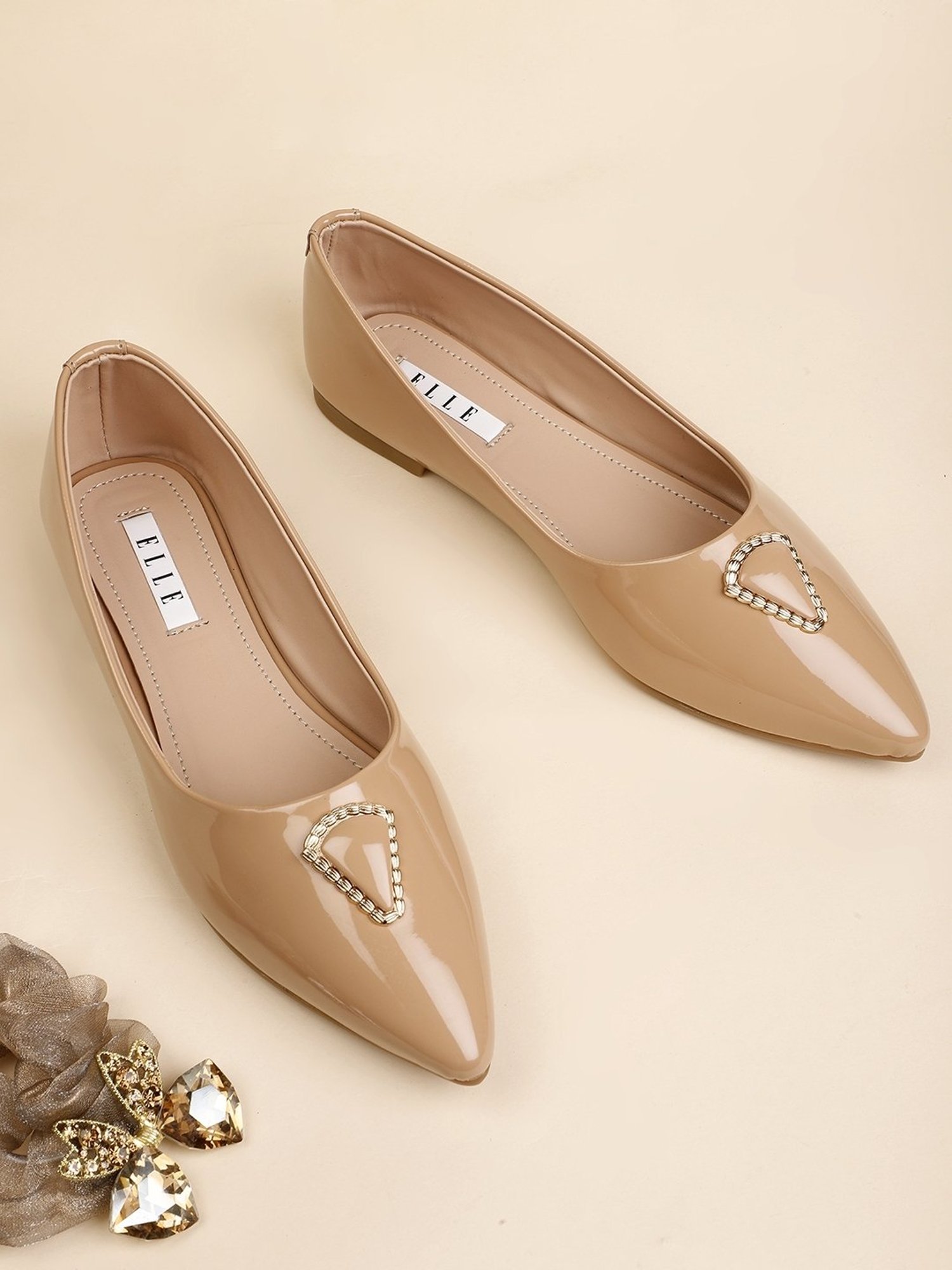 Elle Women's Beige Flat Ballets