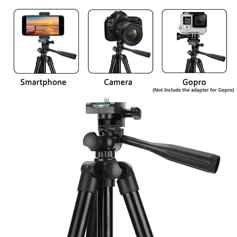 Compatible for Tripod for iPhone X 42quot Lightweight Aluminum Camera Tripod Stand with Center Column + Wireless Remote + Universal Smartphone Holder Compatible for iPhone 11 Pro Max amp More