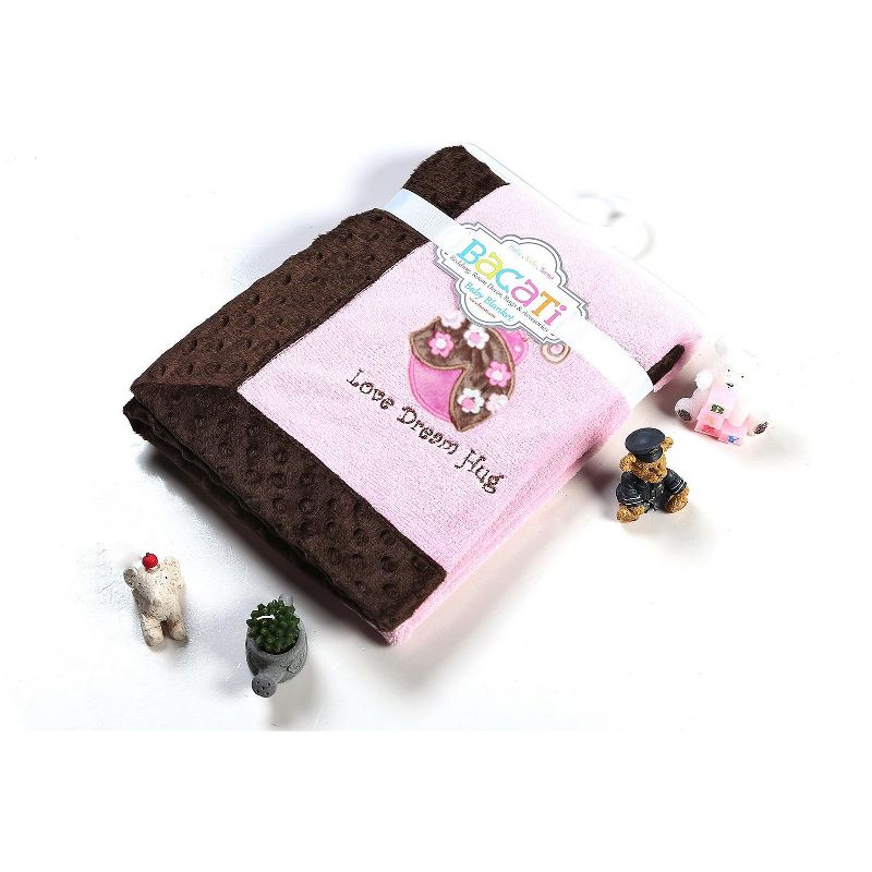 Bacati - Ladybugs Pink/Chocolate Embroidered Blanket