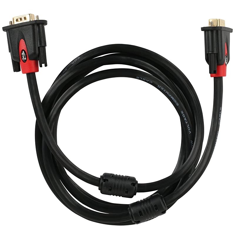 VGA Cable 6Feet VGA to VGA Monitor Cable HD15 SVGA for PC Laptop TV Porjector Black and Red Color