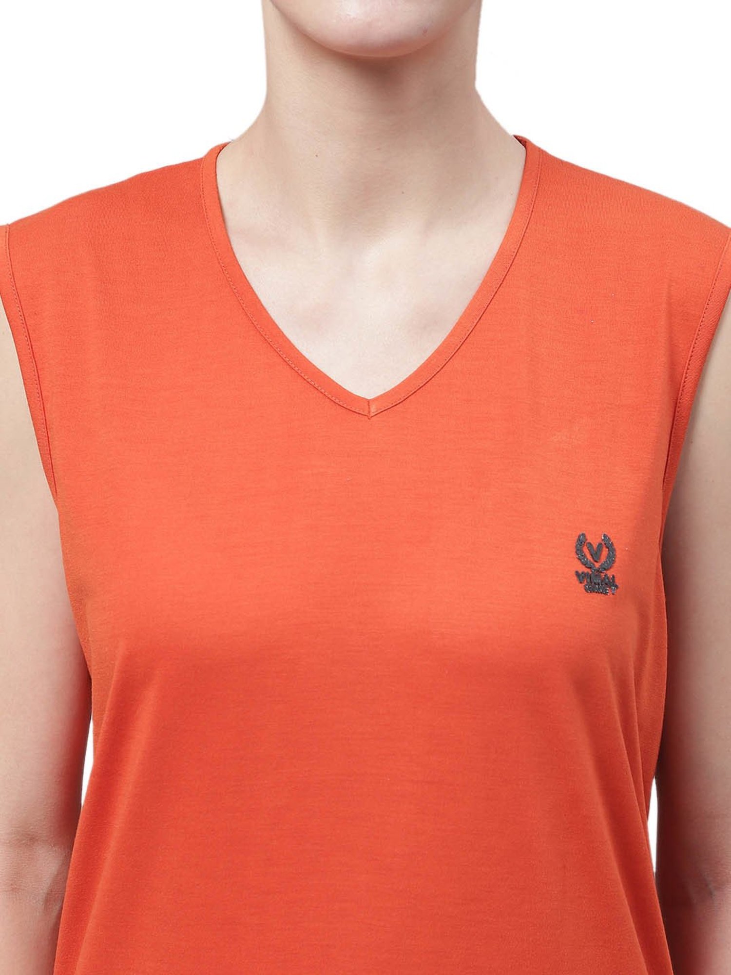 Vimal Jonney Rust Cotton Logo Print T-Shirt