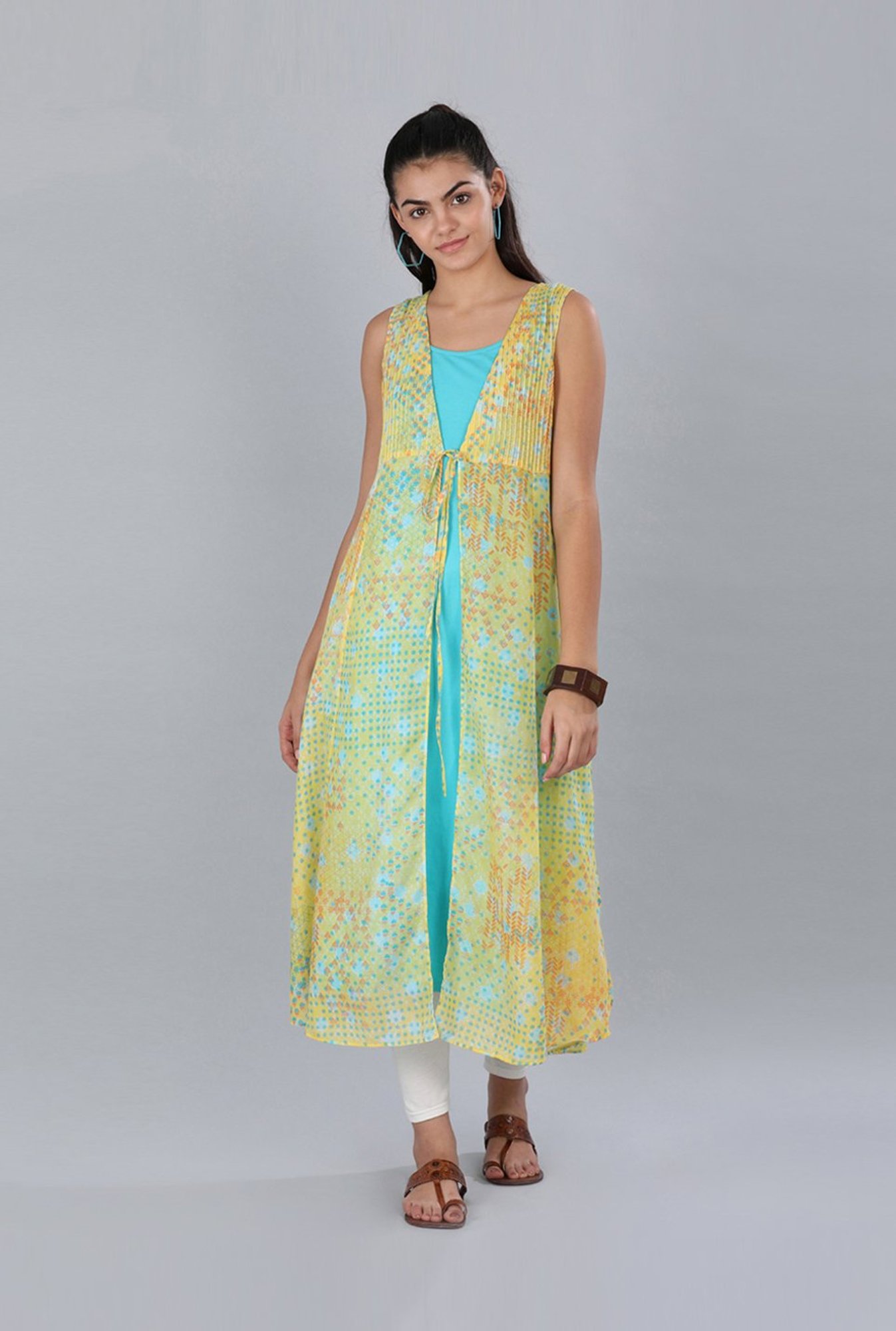 Aurelia Yellow Printed Shrug