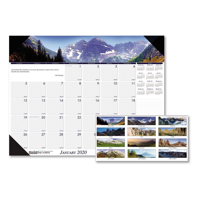 House Of Doolittle Recycled Mountains of the World Photo Monthly Desk Pad Calendar 22 x 17 2020 176