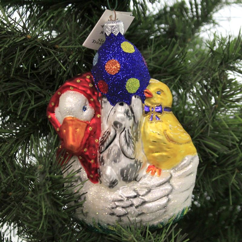 Slavic Treasures 6.0" Goose Party Rabbit Duck Easter Egg  -  Tree Ornaments