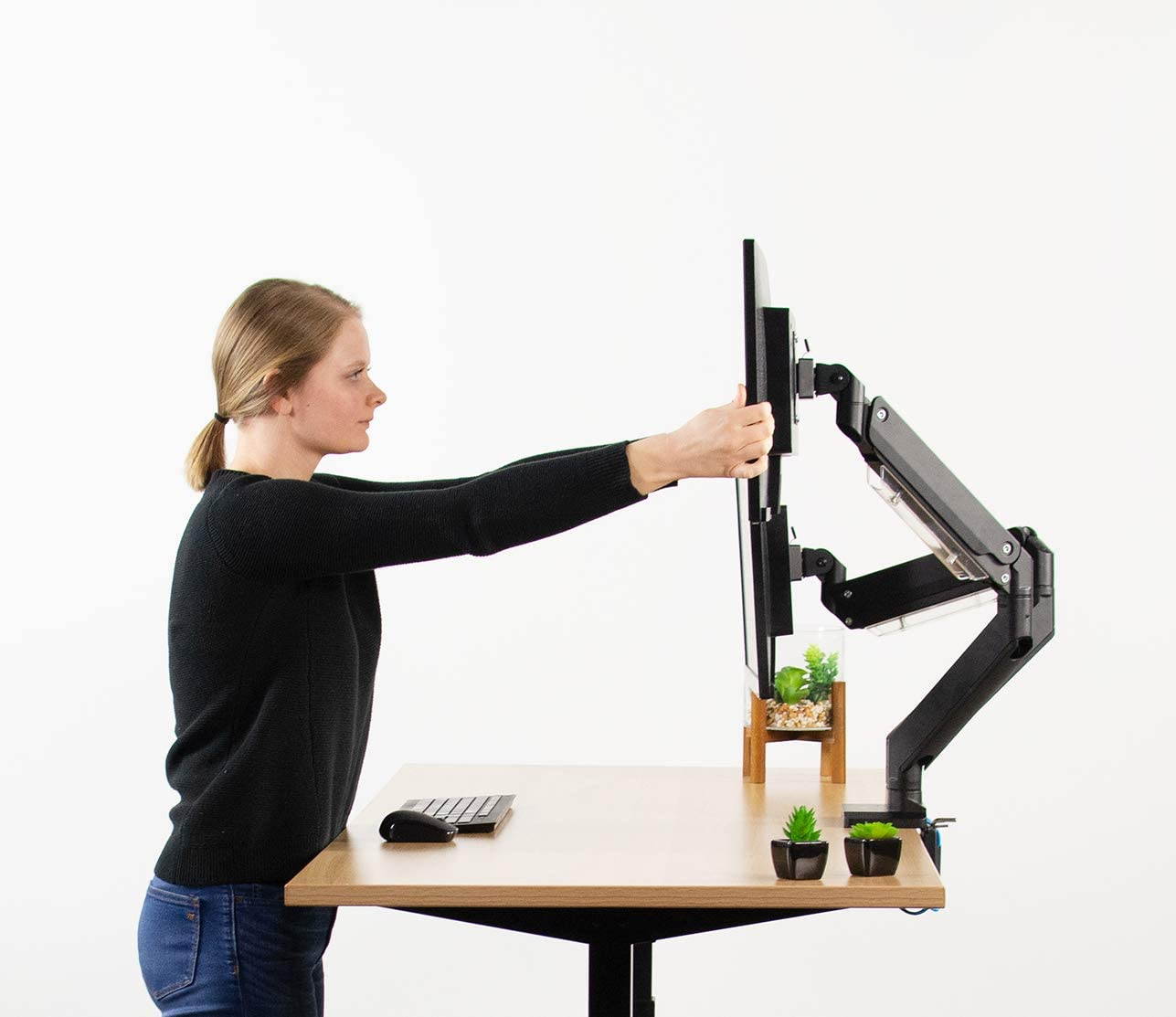 VIVO Dual Monitor Counterbalance Desk Mount Stand w/ USB & Multi Media Ports | Fits Screens up to 32" (STAND-V102G2U)