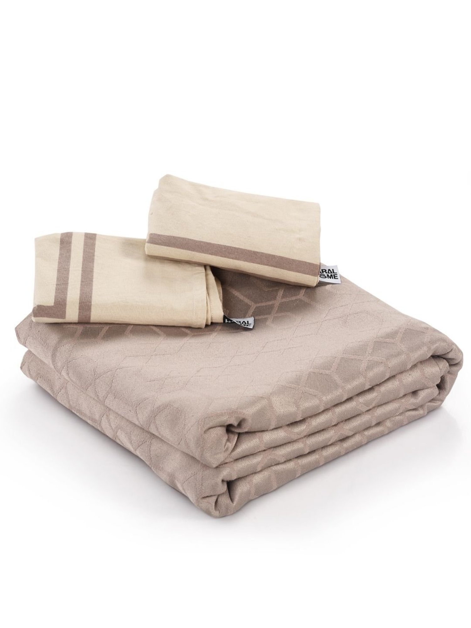 Saral Home Abstract Beige 155 TC Cotton Double Sized Bed Sheet with 2 Pillow Covers