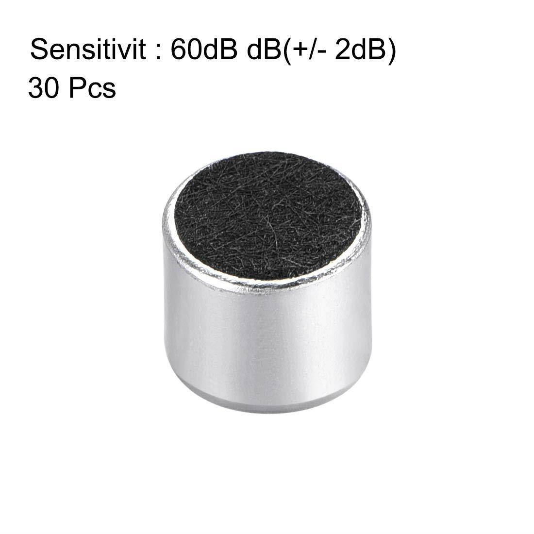 uxcell 6050 60dB Electret Microphone Pickup 6mm x 5mm Cylindrical Condenser MIC with Solder Joint for PCB 30 Pcs
