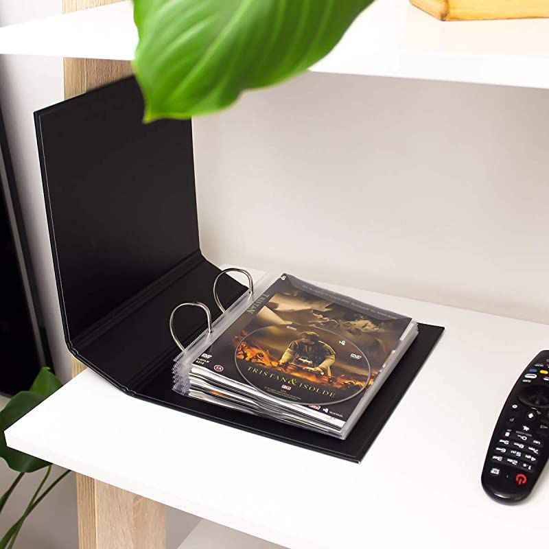 DVD Protective Sleeve for DVD Storage with Binder Holes Closing Flap and Space for Cover 100Pack 10282