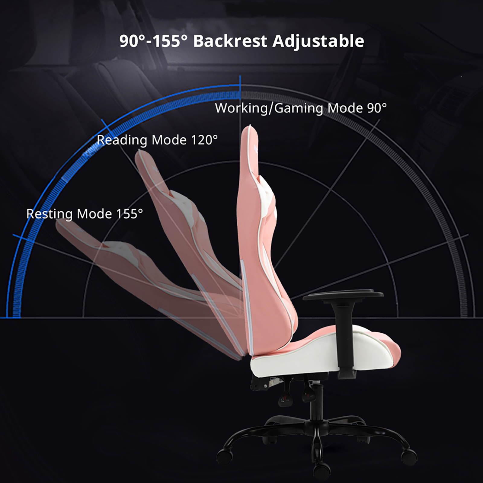AMINITURE Gaming Chair Racing Style High Back Office Chair Seat Computer Game Chair Height Adjustment Swivel Recliner with Headrest and Lumbar Support