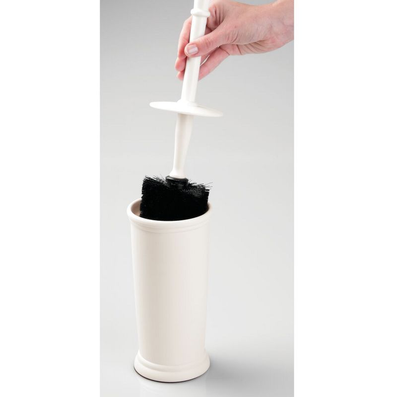 mDesign 2 Piece Plastic Bathroom Trash Can, Toilet Bowl Brush Set - Cream