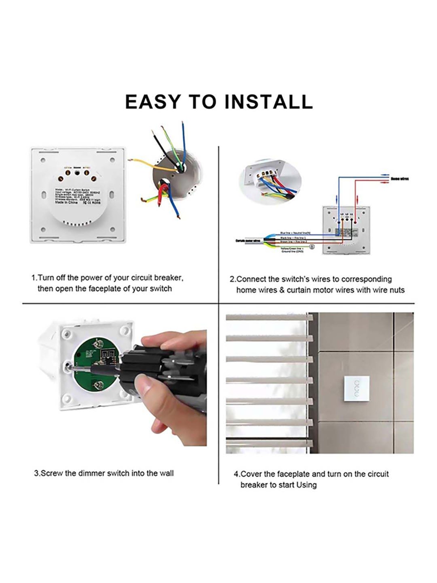 HomeMate Smart Touch Switch Works with Google Assistant and Alexa (Black)