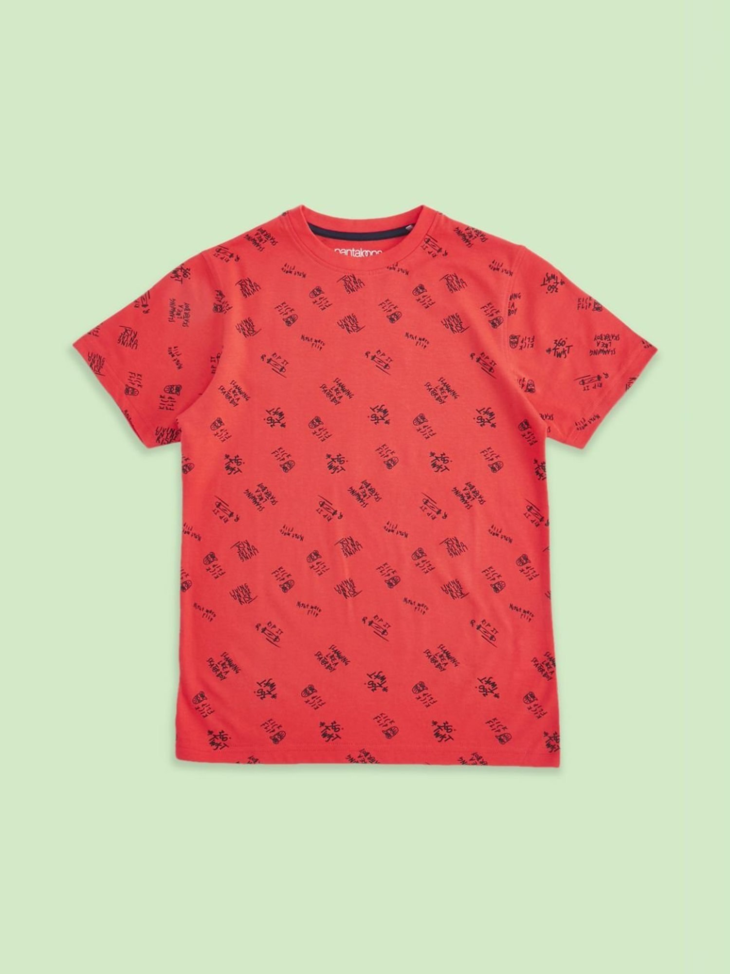 Pantaloons Junior Red Cotton Printed T-Shirt