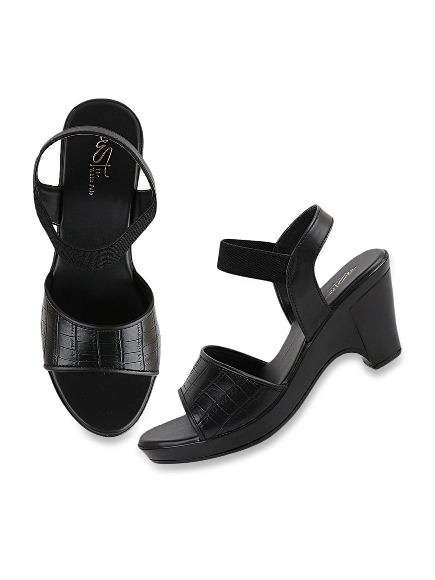 The White Pole Women's Black Ankle Strap Sandals