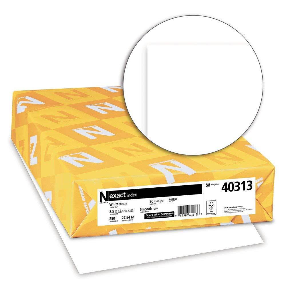 Exact Index Cardstock, 8.5" x 14", 90 lb/163 gsm, White, 94 Brightness, 250 Sheets (40313)