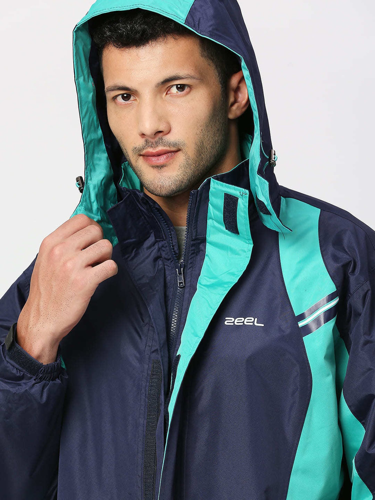 Zeel Navy & Green Raincoat Set
