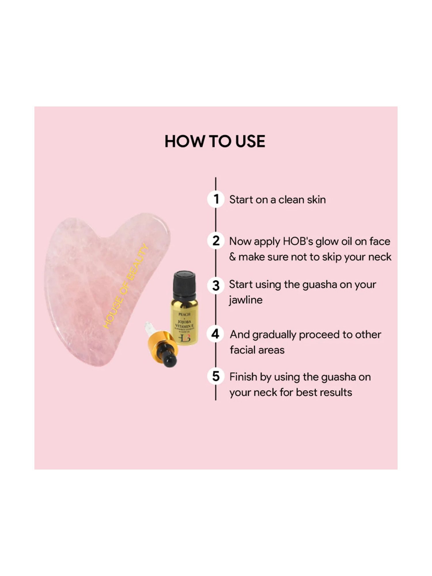 House of Beauty Rose Quartz Guasha Kit