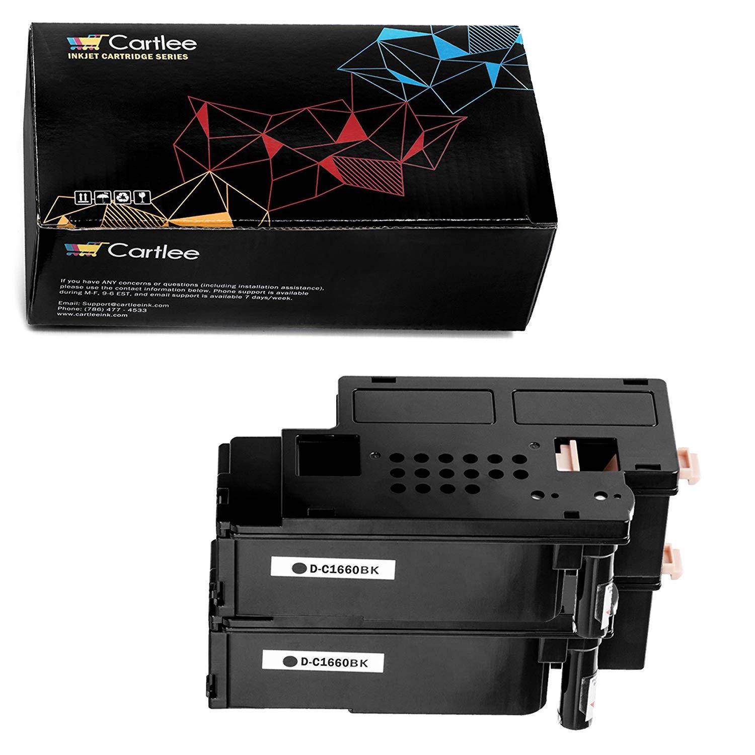 Cartlee Set of 2 Black Compatible High Yield Laser Toner Cartridges Replacement for Dell C1660, C1660W, C1660cnw, 1660, 1660w, 1660cnw 4G9HP Printers