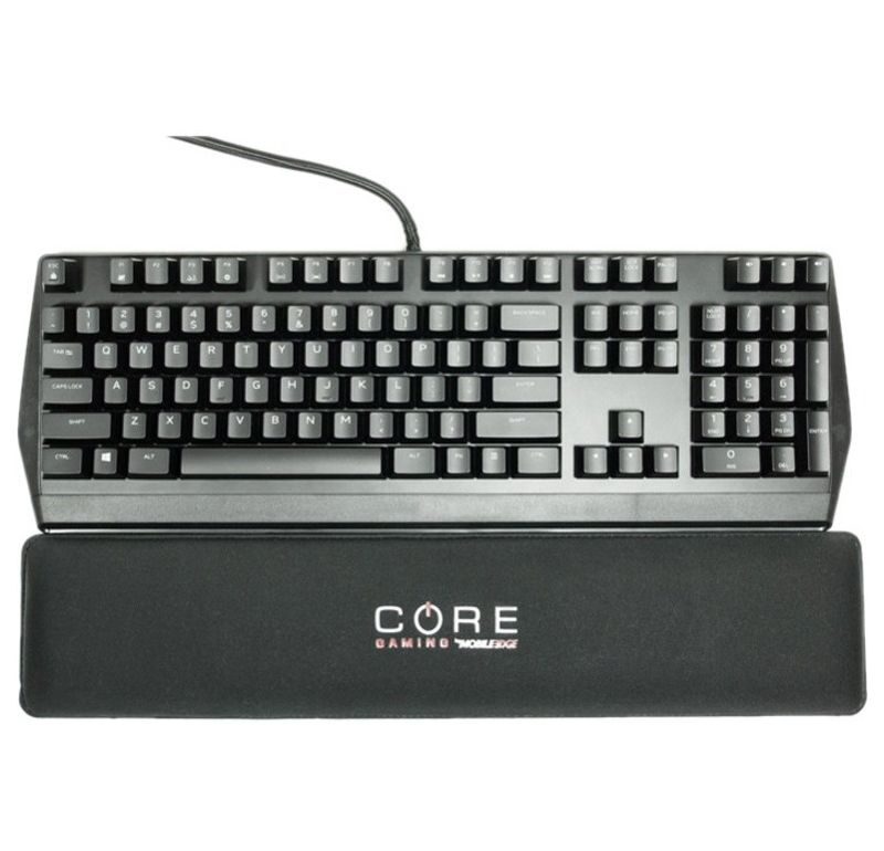 Mobile Edge Core Gaming 18.5" Gel Wrist Rest - 0.88" x 18.50" x 4" Dimension - Black - Gel Core, Rubber Base, Cloth Surface, Fabric Cover