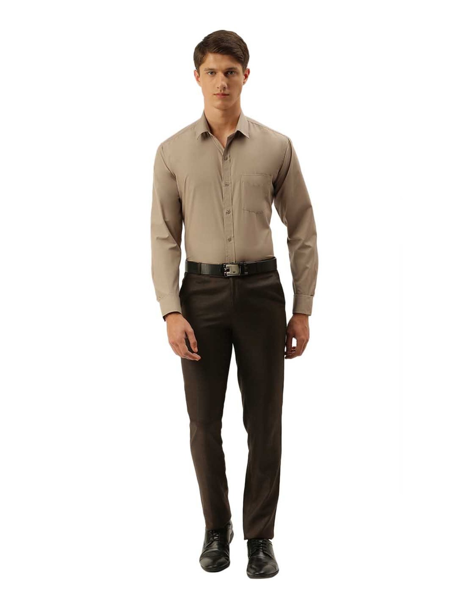 English Navy Beige Slim Fit Shirt