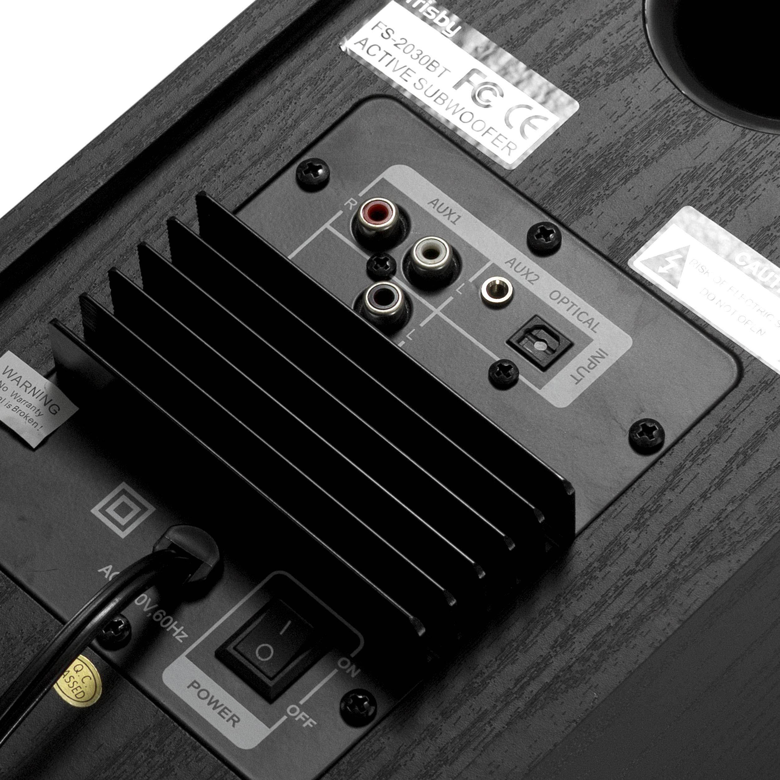 Frisby FS-2030BT Powered Bluetooth Bookshelf Speakers - Digital Optical Input - Wired Studio Monitors - 5 Inch Near Field Speaker - 50 Watts RMS - Black