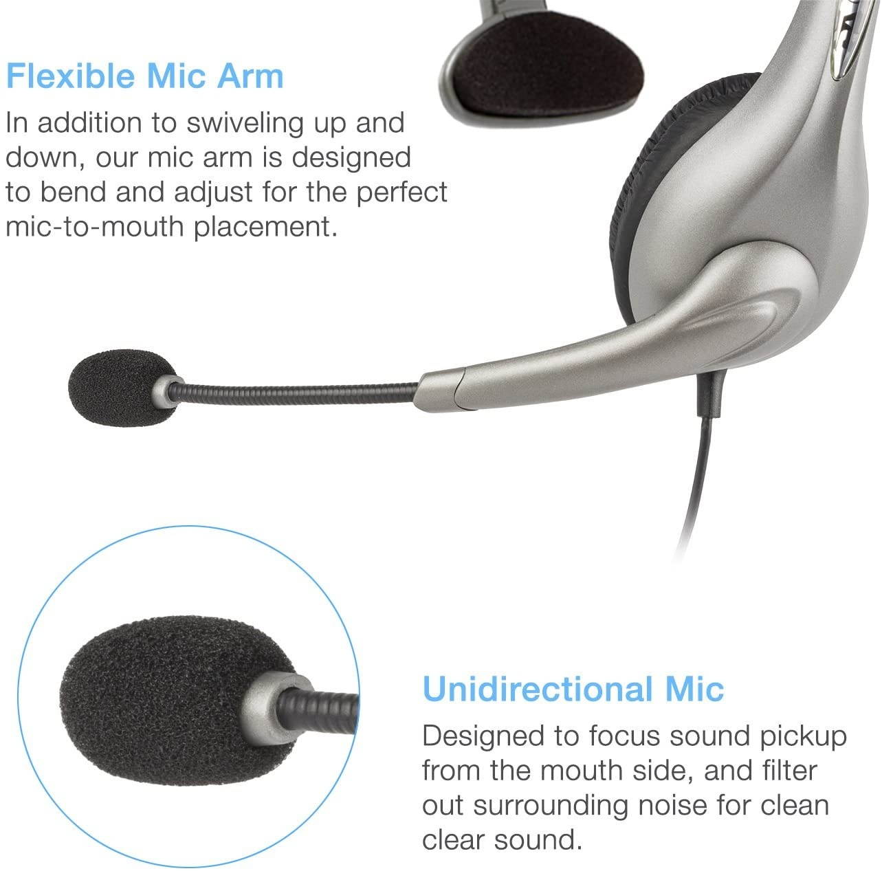 Cyber Acoustics Mono USB Headsetheadphone with microphone great for K12School Classroom and Education (AC-840)