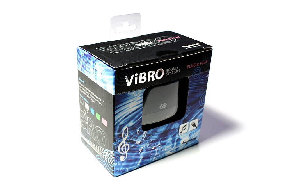 Vibro Sound System Portable USB Speaker resonant sound thru surface Vibration Technology, Black Color
