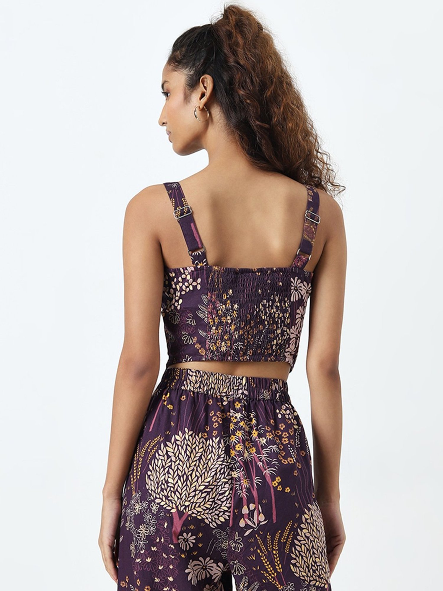 Bombay Paisley by Westside Purple Nature-Themed Corset-Style Cotton Top