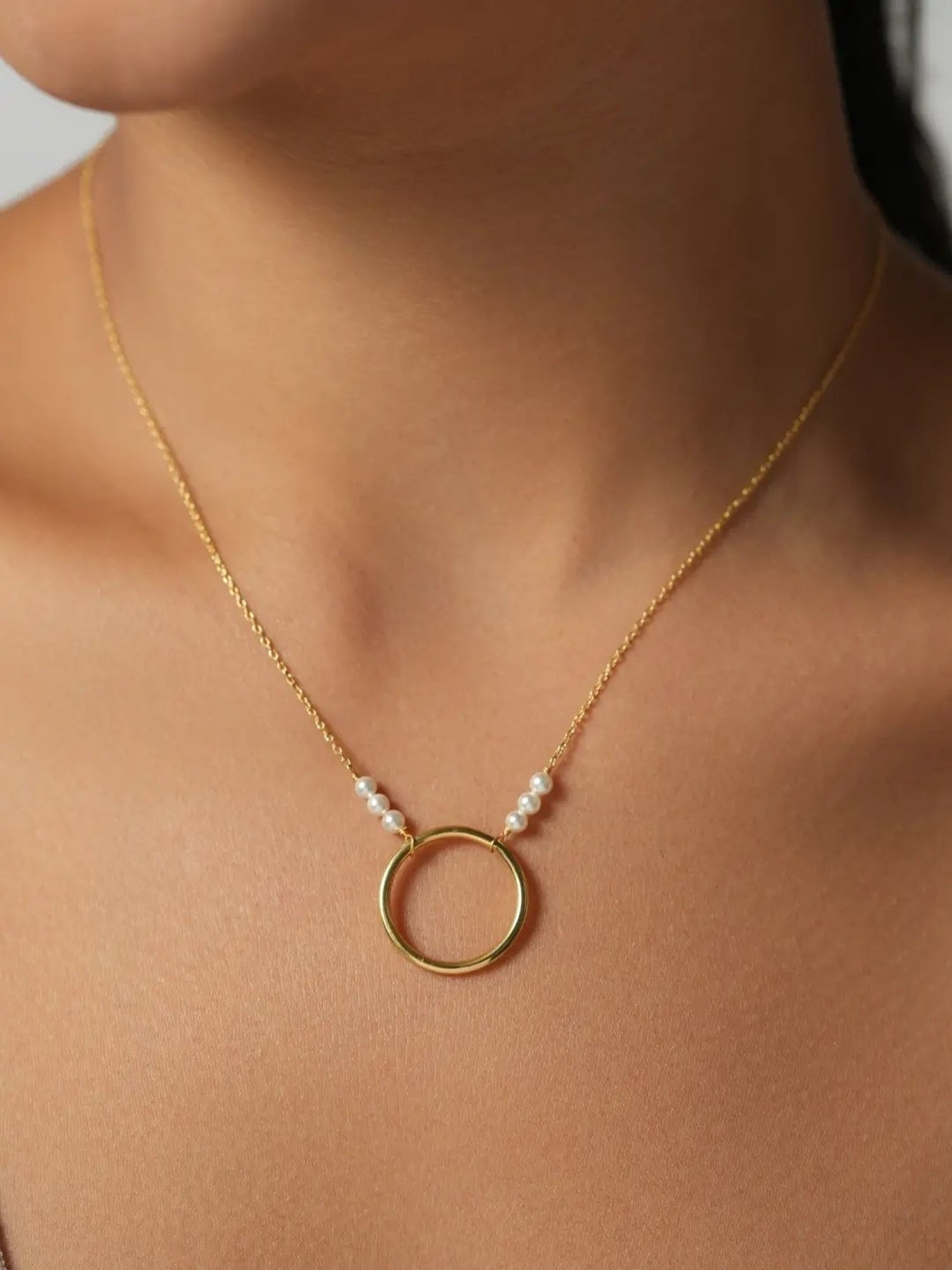 Mabel 92.5 Sterling Silver 18k Gold-Plated Hoop and Pearl Charm Necklace