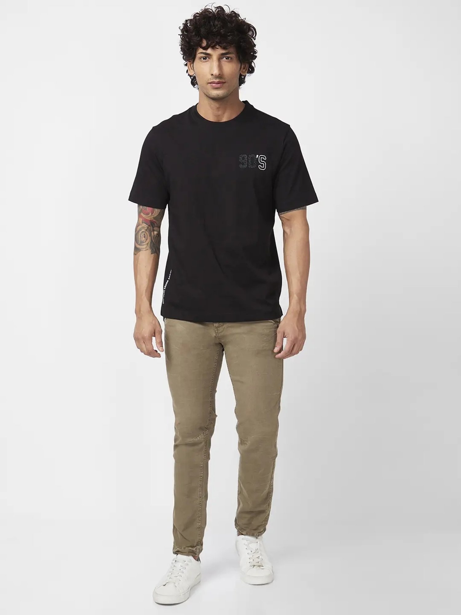 Spykar Moss Green Cotton Slim Fit Chinos