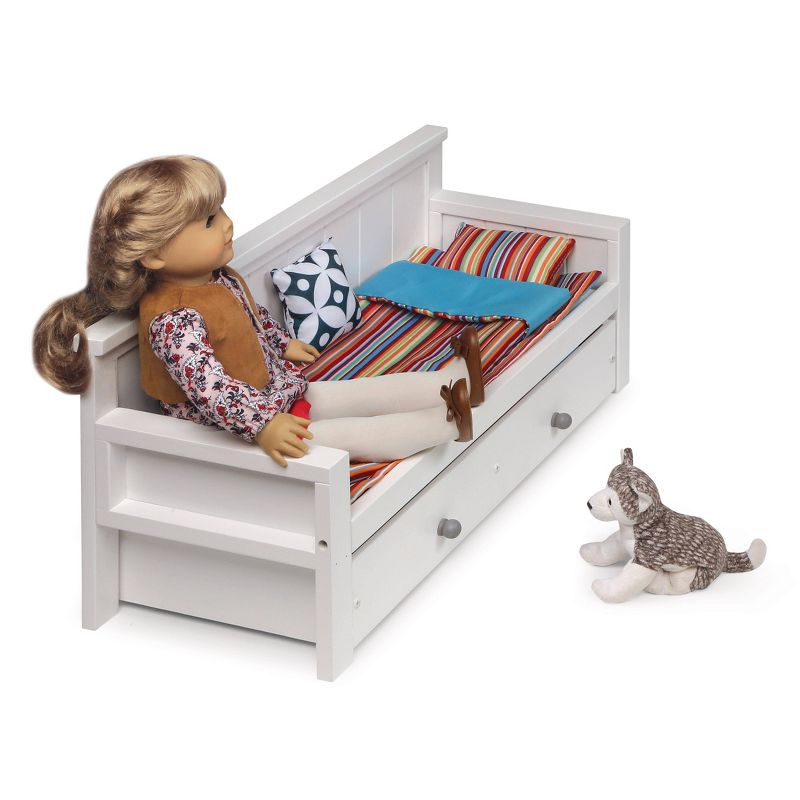 Sofa/Daybed with Trundle for 18" Dolls - White/Multi