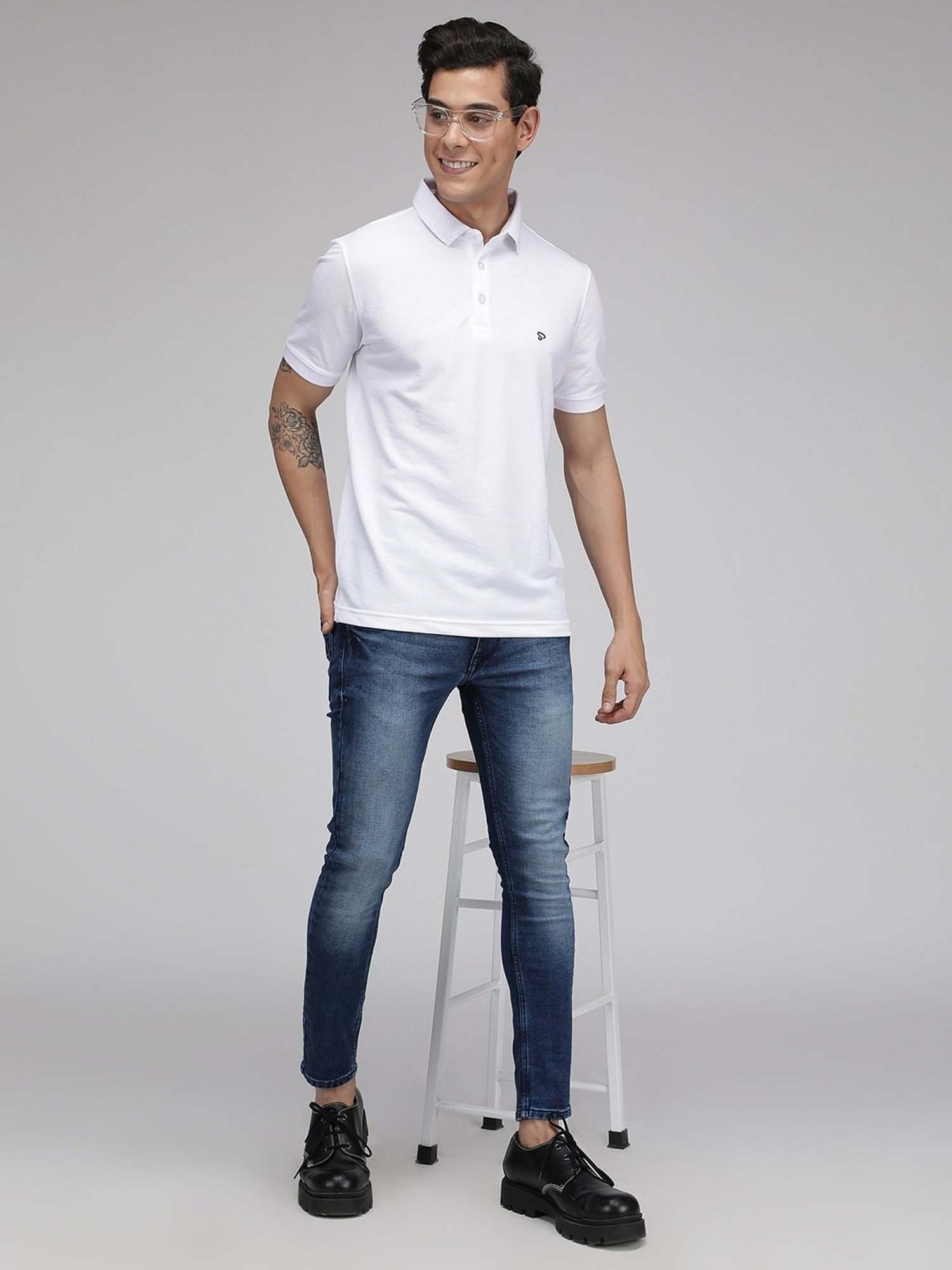 Sporto White Regular Fit Polo T-Shirt