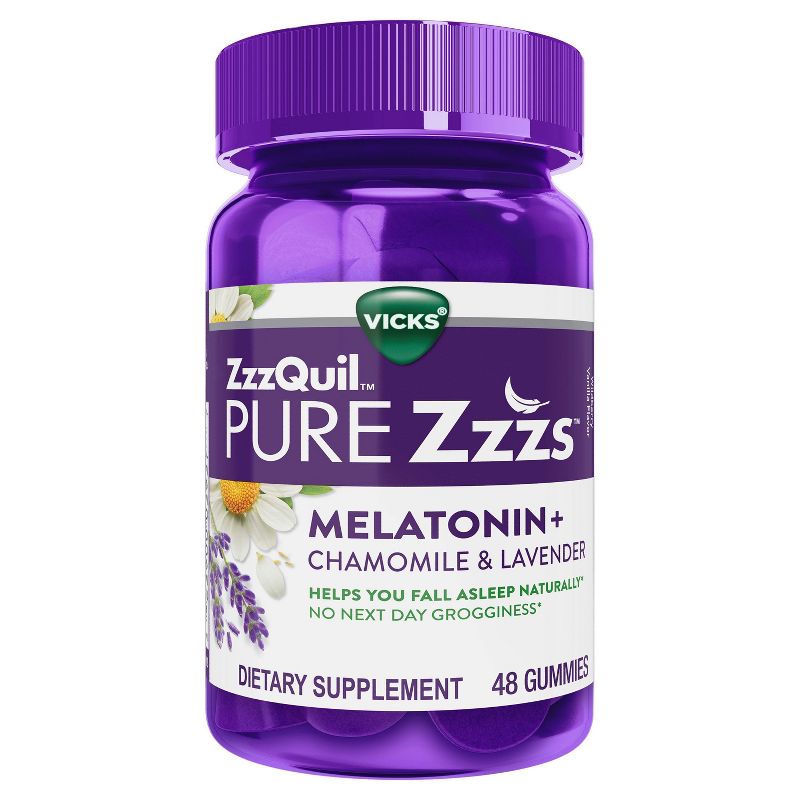 Vicks ZzzQuil Pure Zzzs Vegan Gummies - Melatonin + Chamomile & Lavender - Wildberry Vanilla - 48ct
