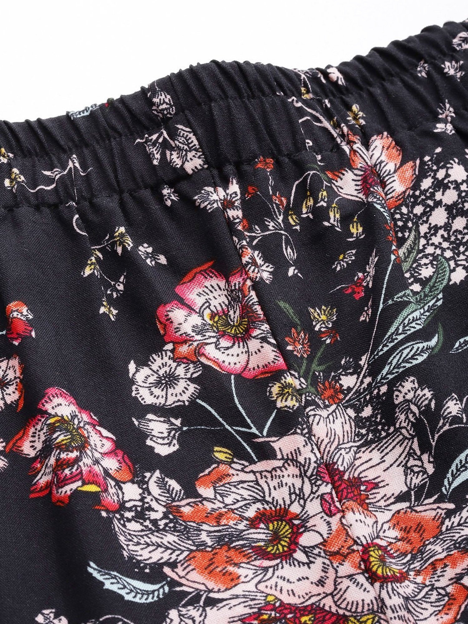 One Femme Black Printed Shirt With Trousers