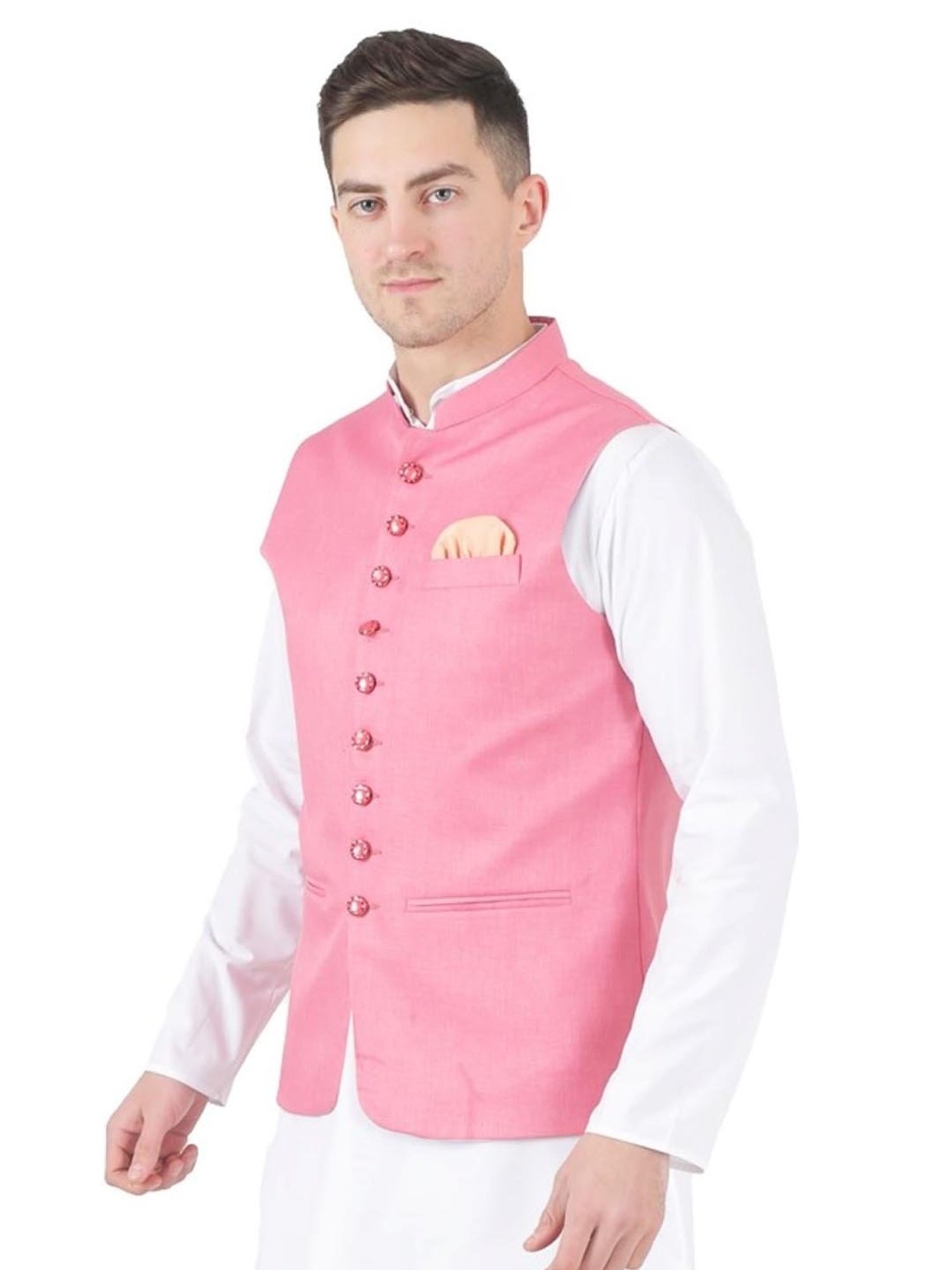 TAHVO Pink  Slim Fit Nehru Jacket