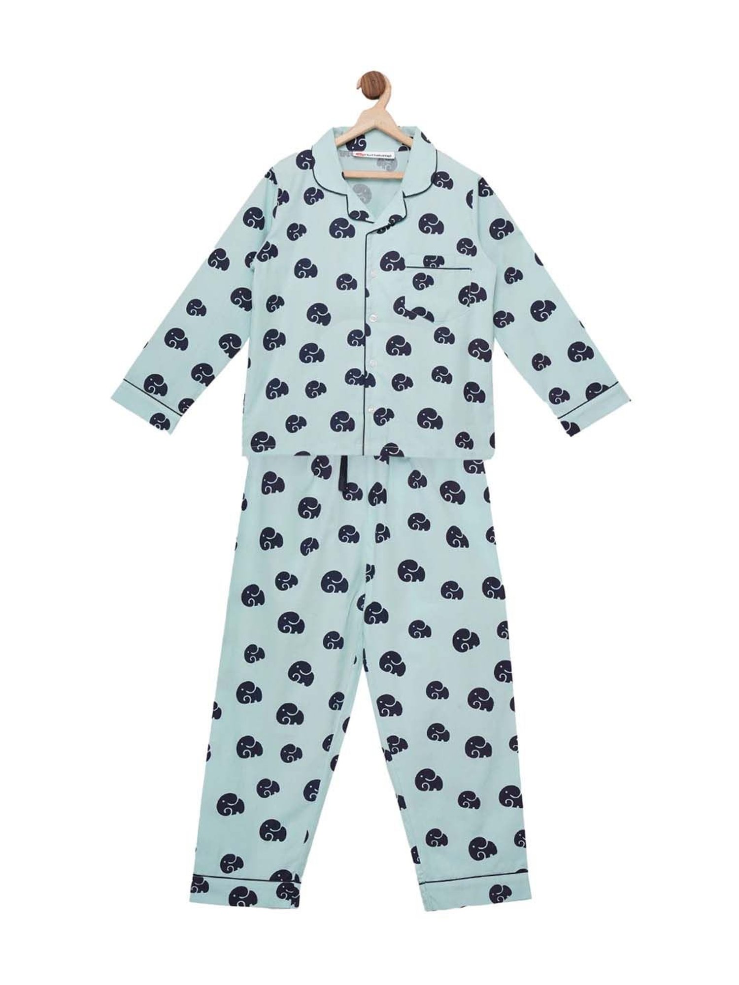 Fluffalump Boys Multicolor Cotton Printed Nightwear Top & Pants Set