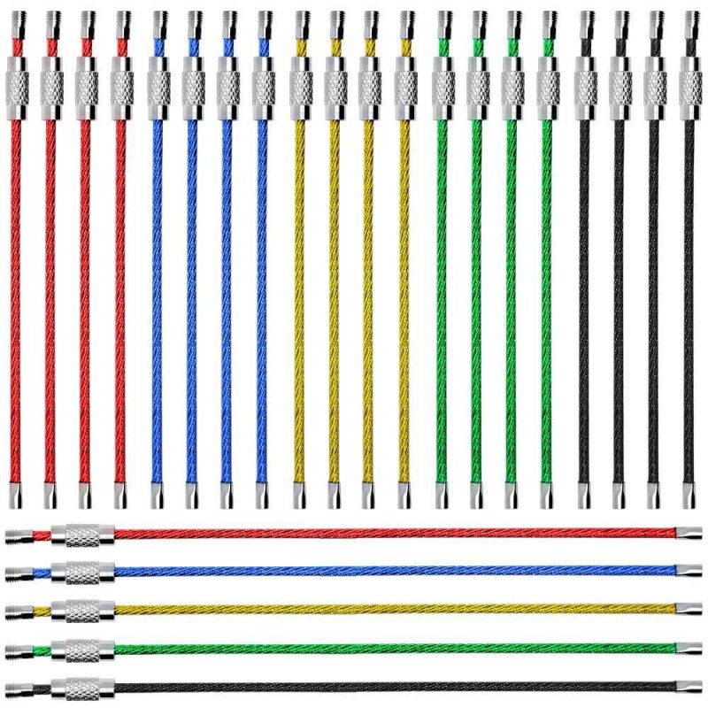 25pcs Wire Keychains, SENHAI Key Ring 2mm Cable Loops 6" and 8.7 inches Stainless Steel Gear for Hanging Luggage Tag, Keyrings and ID Tag Keepers