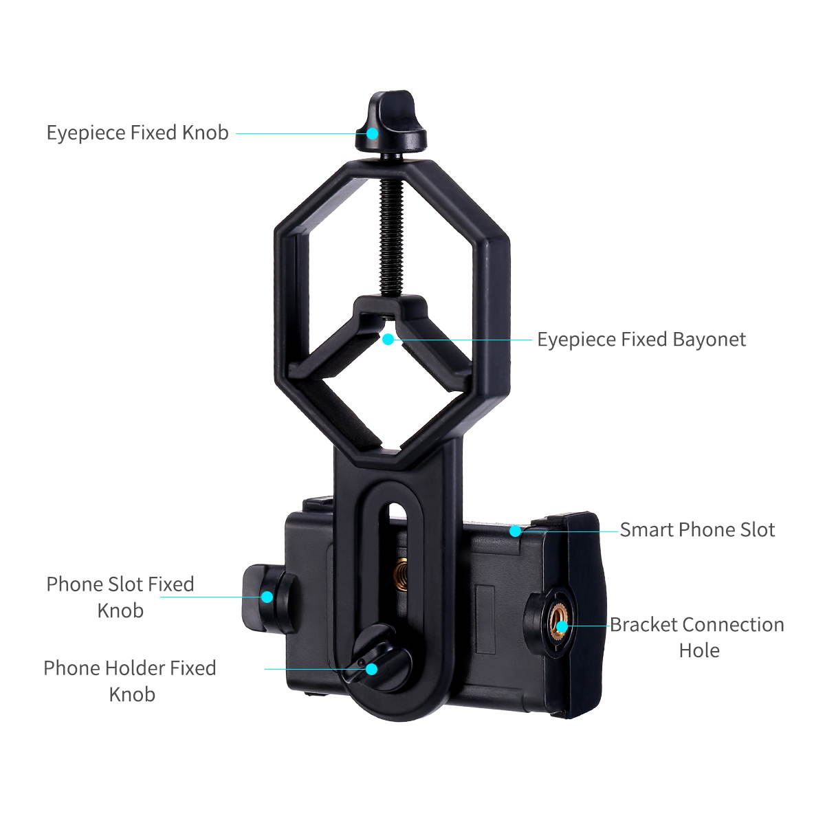 FirstPower Universal Cell Phone Adapter Mount - Compatible Binocular Monocular Spotting Scope Telescope Microscope-Fits Almost All Smartphone on The Market -Record The Nature The World