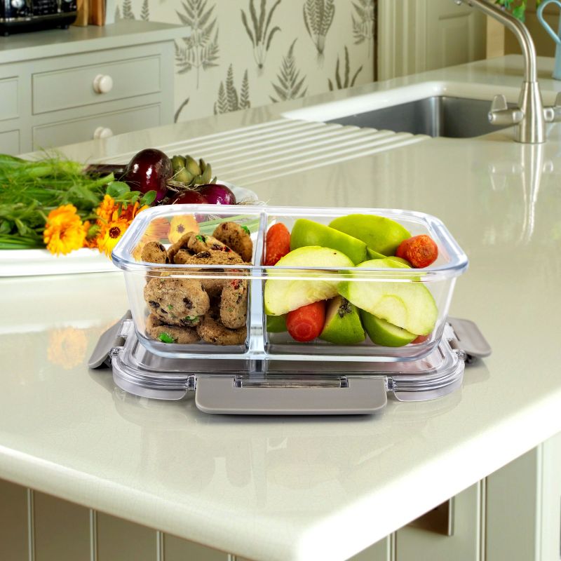 Weight Watchers 2 Section Glass Portion Control Lunch Container with Lid