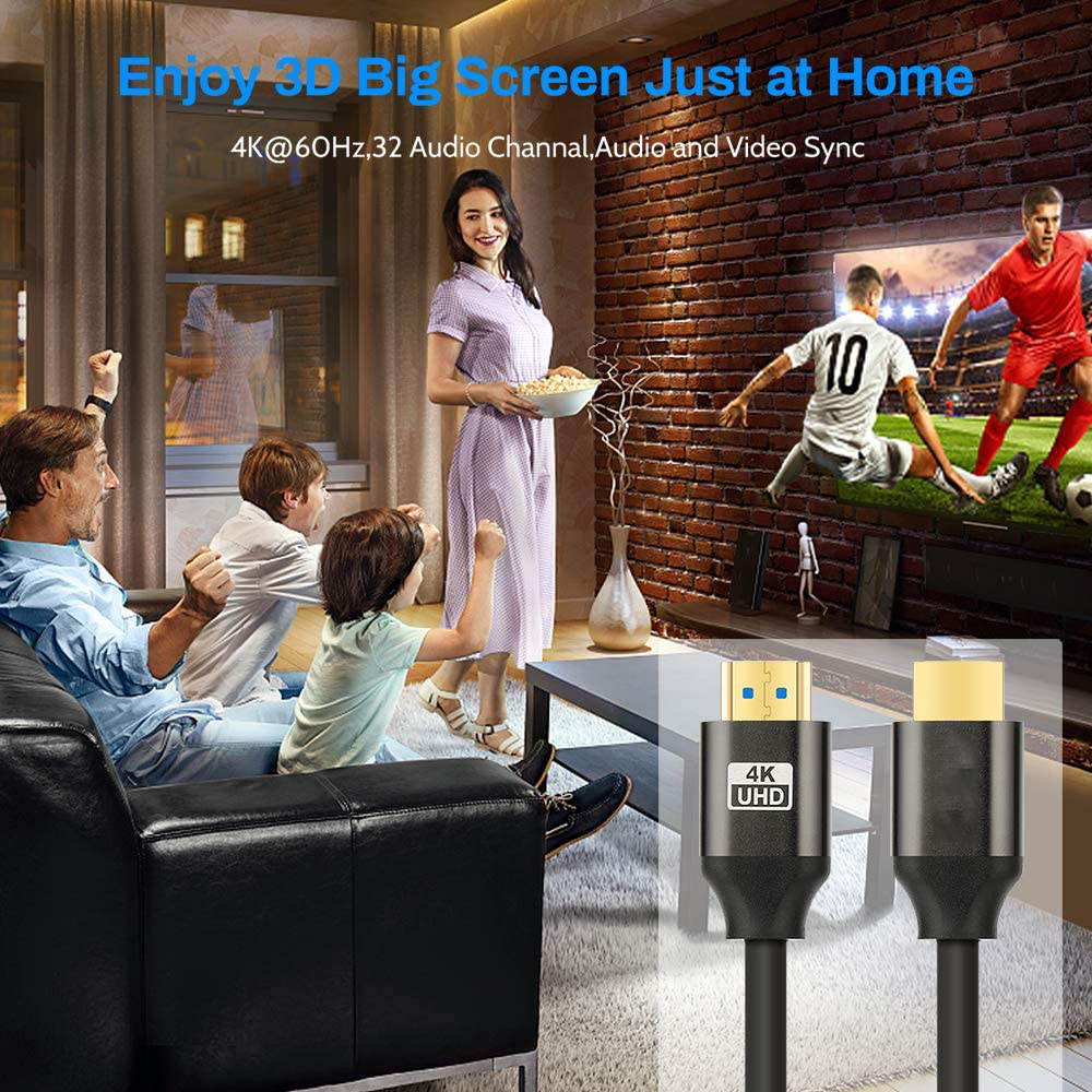 4K HDMI Cable 3M, HDMI 2.0 Cable/lead, Ultra HDMI to HDMI Cord High Speed 18Gbps, 4K @ 60Hz, ARC, Gold-plated for 4K TV/PS4 3D, Ethernet,Video return,UHD 2160p,HD 1080p,21:9,4:4:4, 3 Meter, Grey