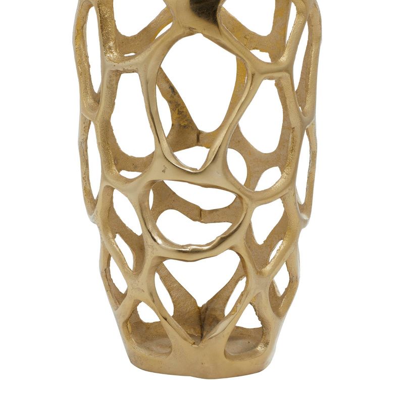 31" x 9" Eclectic Woven Net-Inspired Aluminum Vase Gold - Olivia & May