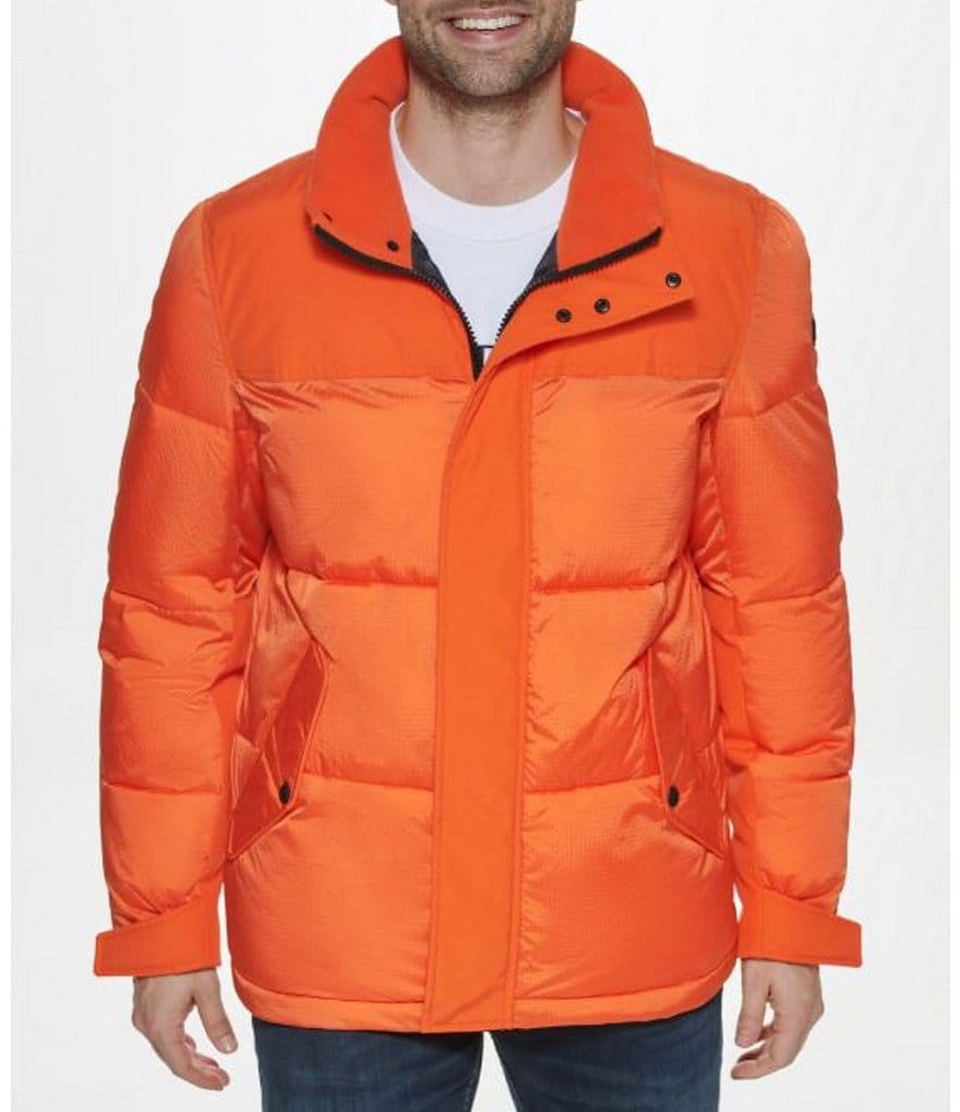 Cole Haan Hooded Down Zip Front Puffer Jacket